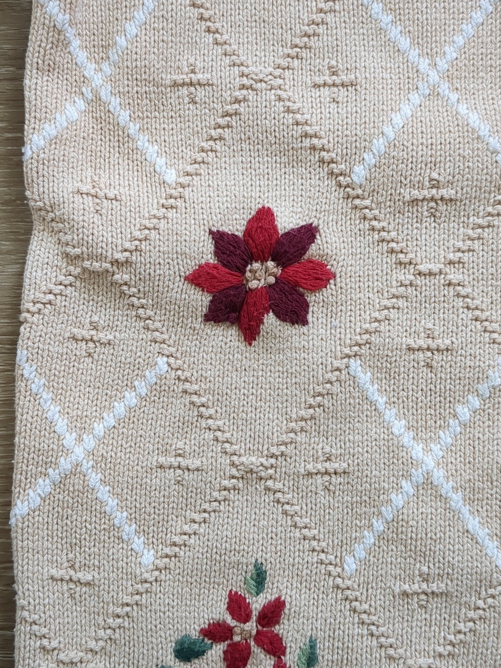Vintage Liz Sport Cotton Holly Berry Pointsettia Holiday Sweater Medium - Picture 5 of 8